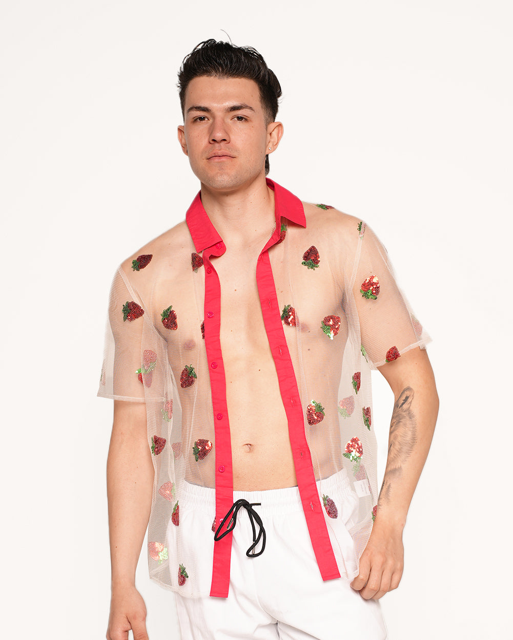 In Season Strawberry Short Sleeve Button Up