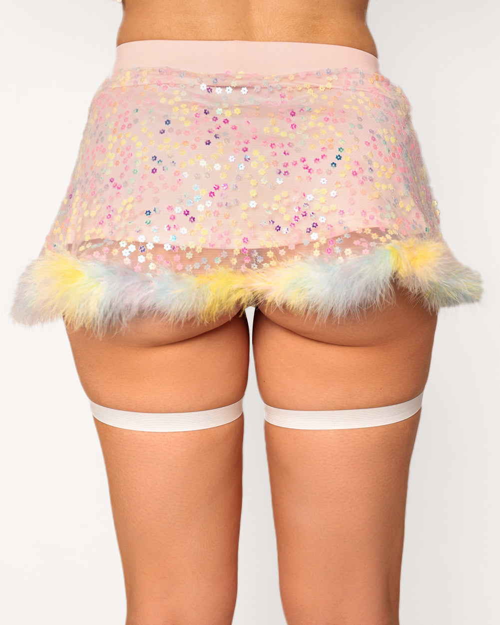Katie Kayyyy x iHR Pastel Prism Marabou Skirt