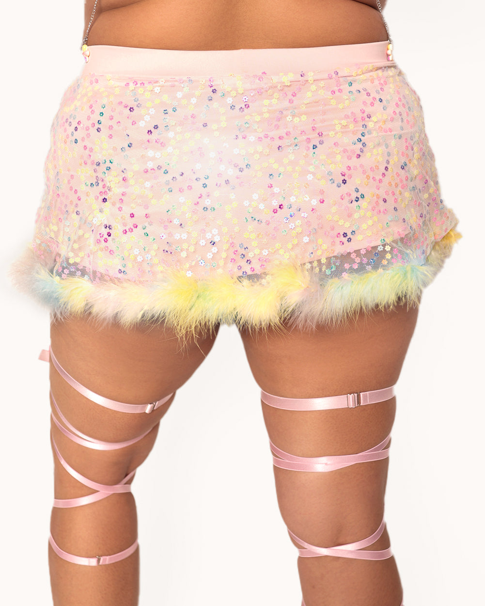 Katie Kayyyy x iHR Pastel Prism Marabou Skirt