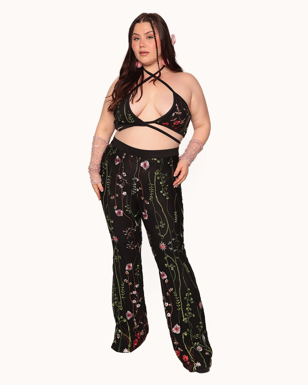 Lace Flowerfields Stretch Halter Outfit