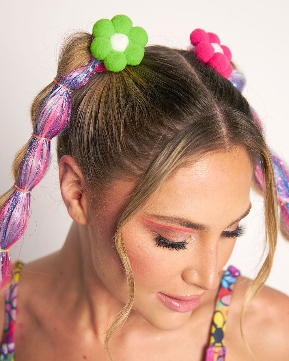 Poppy Petals Neon Floral Hair Clips