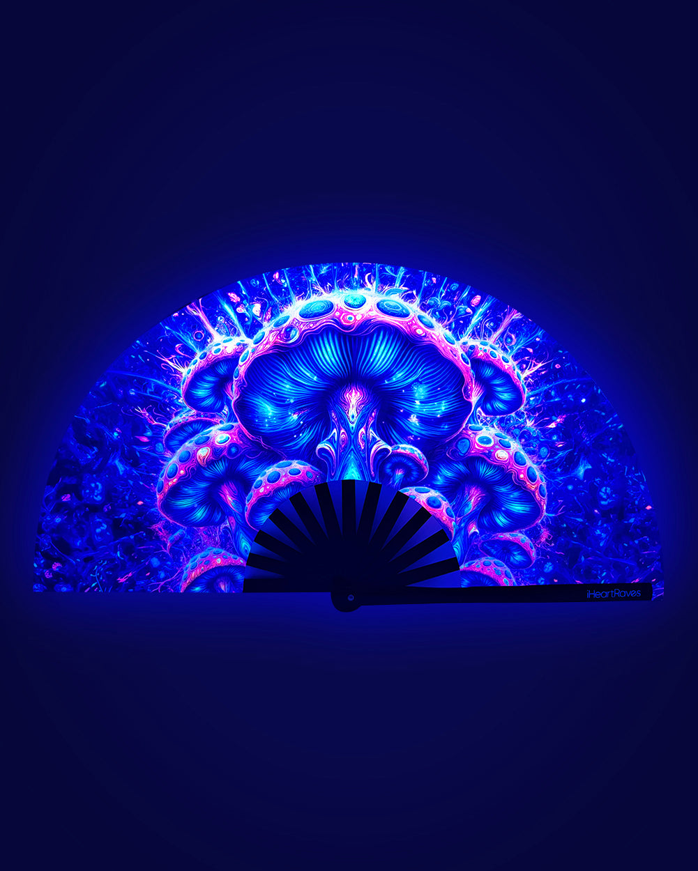 Psychedelic World Mushroom UV Reactive Hand Fan