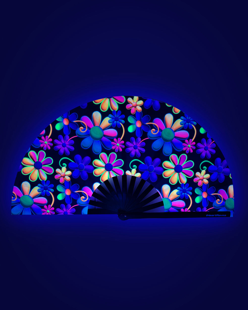 Psychodelic Daisy UV Reactive Hand Fan