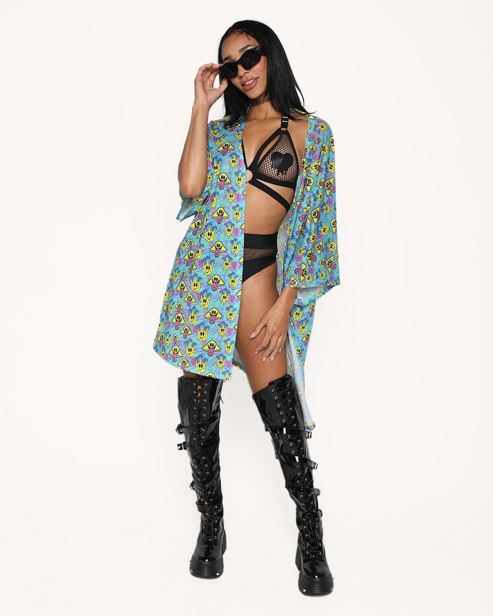 Rave On Fishnet Halter Top Outfit