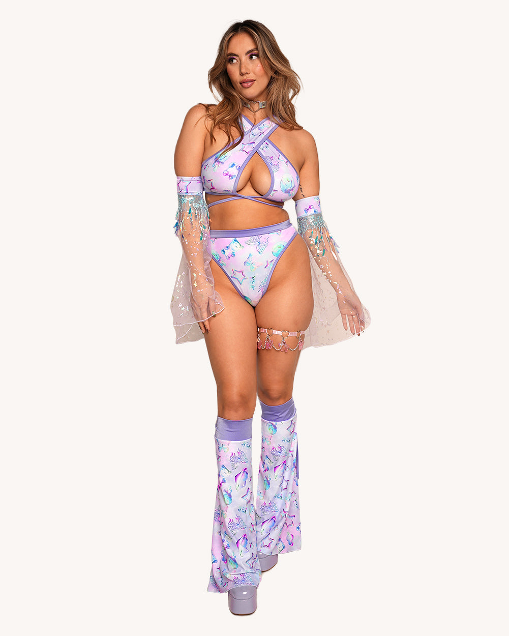 Rolita Couture x iHR Cosmic Chrome Goddess Top Outfit
