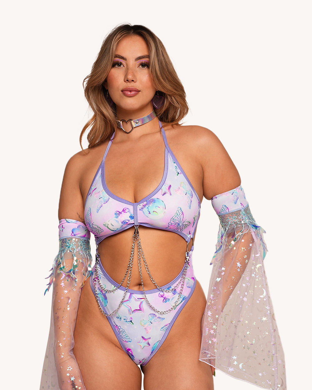 Rolita Couture x iHR Cosmic Chrome Punk Princess Bodysuit
