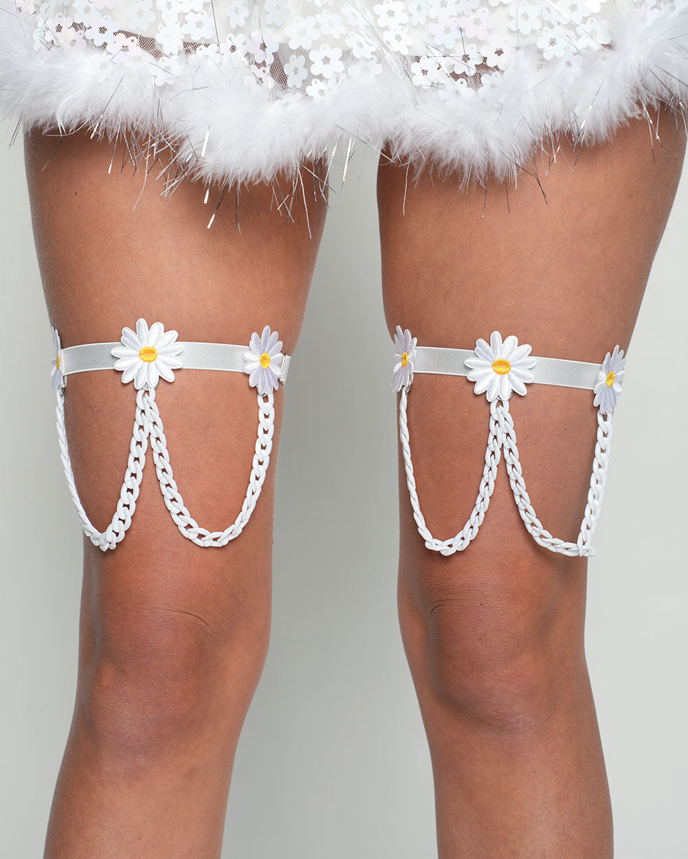 Bare Blossom Chain Pair Leg Garters