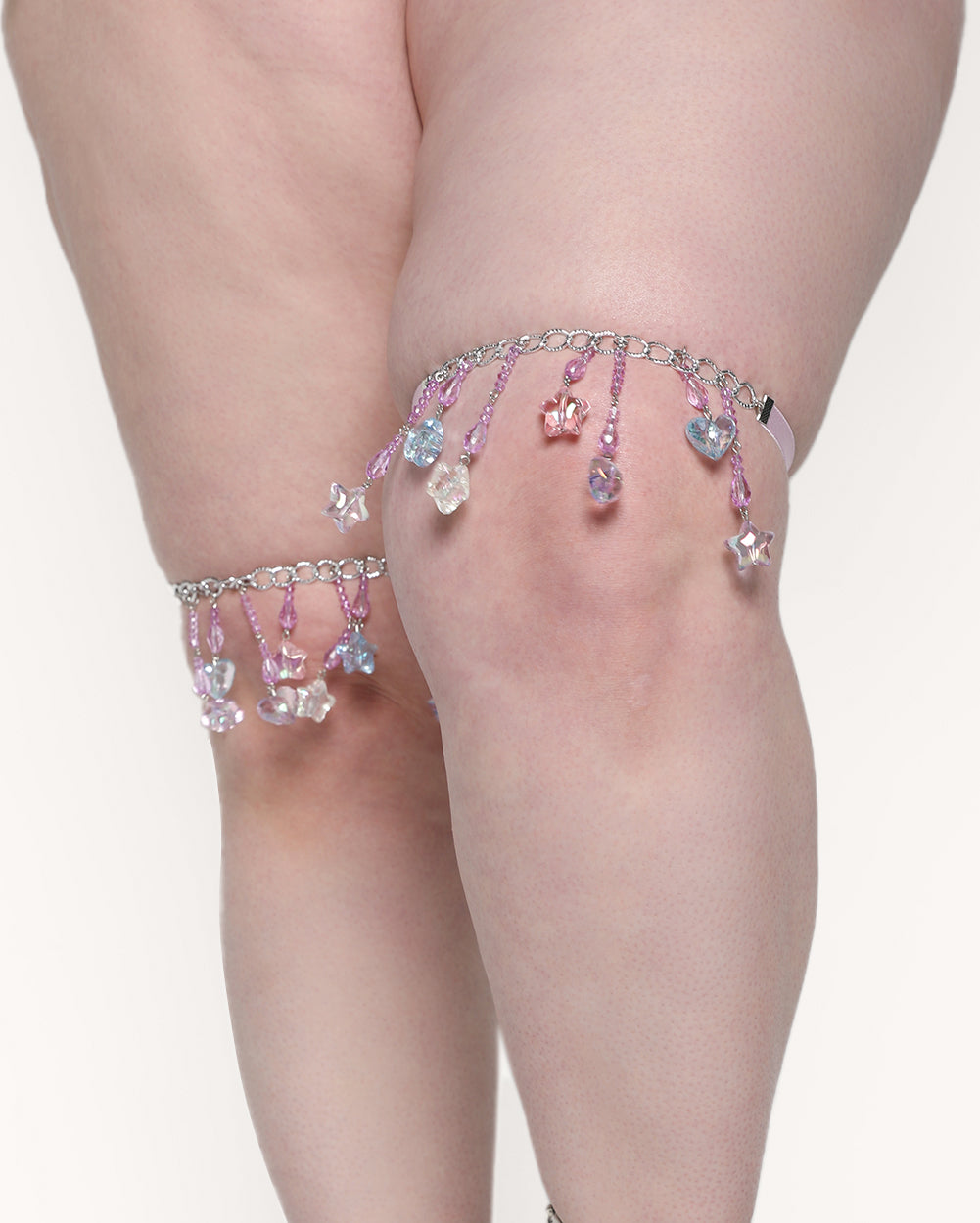 Crystal Hues Heart & Stars Pair Leg Garters